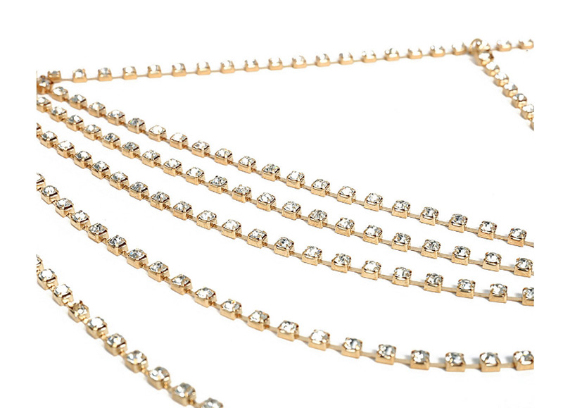 Elegant Silver Color Full Diamond Decorated Pure Color Body Chain,Body Piercing Jewelry