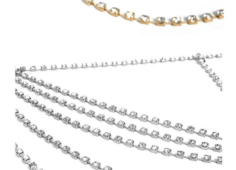 Elegant Gold Color Full Diamond Decorated Pure Color Body Chain,Body Piercing Jewelry