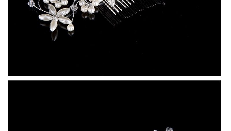 Elegant Milky White Full Pearls Decorated Pure Color Hair Comb,Bridal Headwear