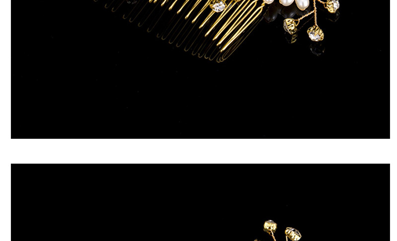 Elegant Gold Color Diamond&pearls Decorated Simple Hair Comb,Bridal Headwear