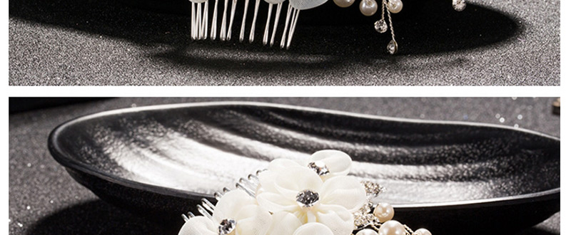 Elegant White Flowers&pearls Decorated Hair Comb,Bridal Headwear