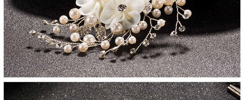 Elegant White Flowers&pearls Decorated Hair Comb,Bridal Headwear