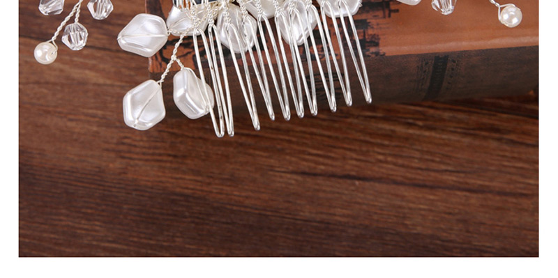 Elegant Silver Color Beads&pearls Decorated Pure Color Hair Comb,Bridal Headwear