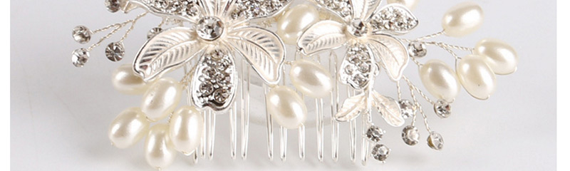 Elegant Silver Color Flowers&pearls Decorated Hair Comb,Bridal Headwear