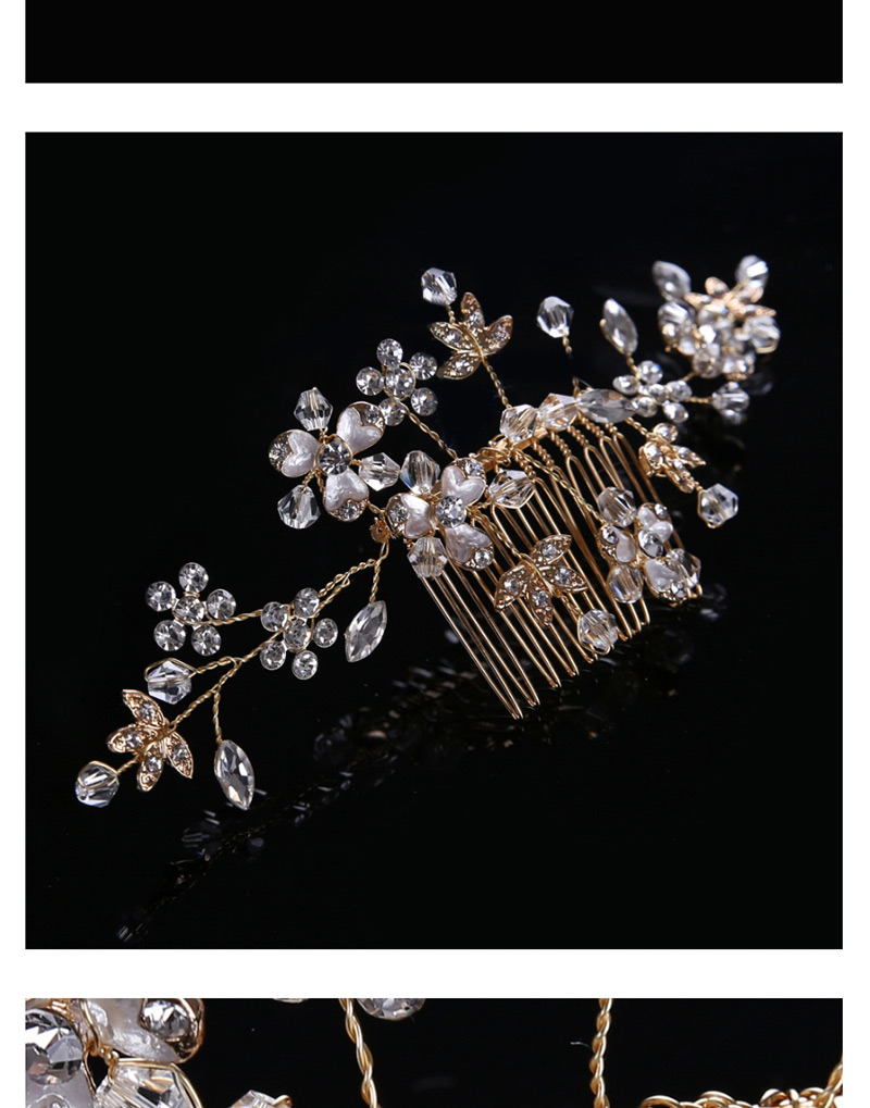 Elegant Silver Color Full Diamond Design Flower Shape Hair Comb,Bridal Headwear