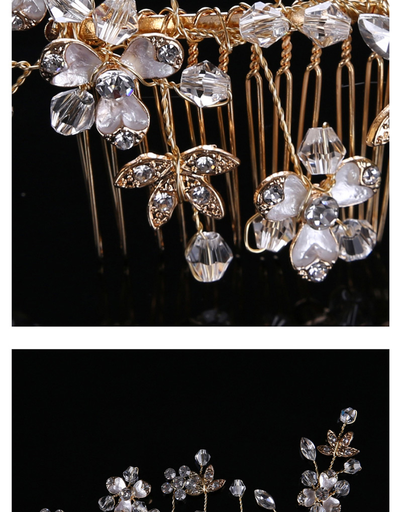 Elegant Silver Color Full Diamond Design Flower Shape Hair Comb,Bridal Headwear