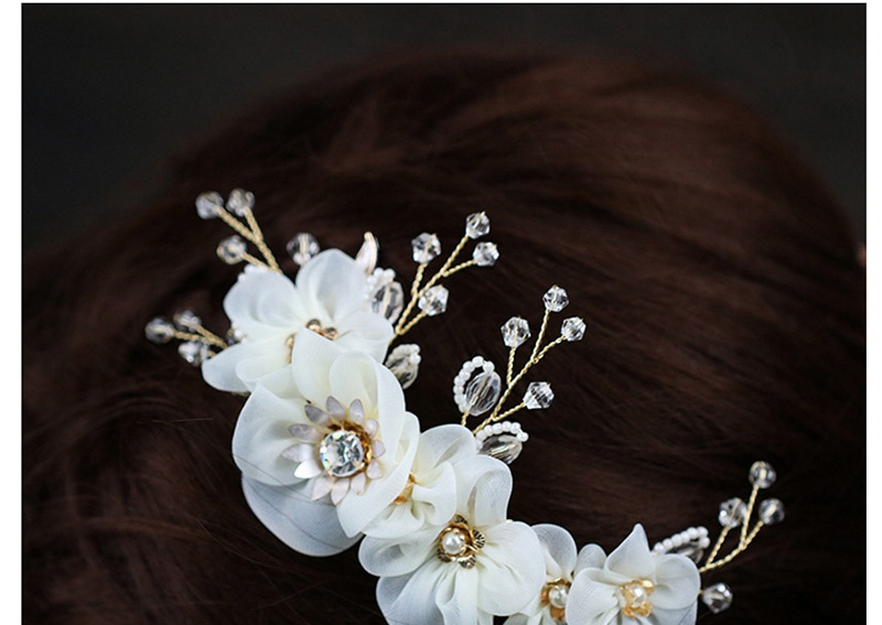 Elegant White Flowers Decorated Simple Hair Comb,Bridal Headwear