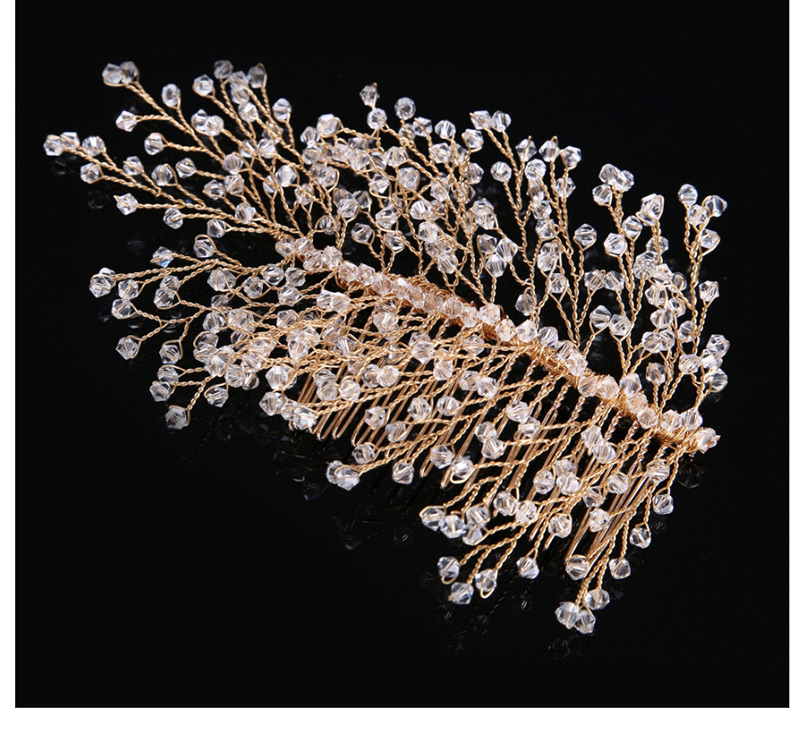 Elegant Gold Color Full Beads Decorated Simple Hair Comb,Bridal Headwear