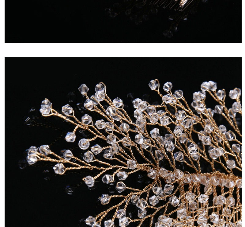 Elegant Gold Color Full Beads Decorated Simple Hair Comb,Bridal Headwear