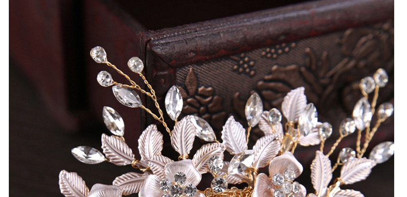 Elegant Rose Gold Leaf&flowers Decorated Hair Comb,Bridal Headwear
