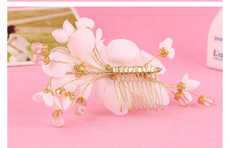 Elegant White Diamond&flowers Decorated Hair Comb,Hairpins