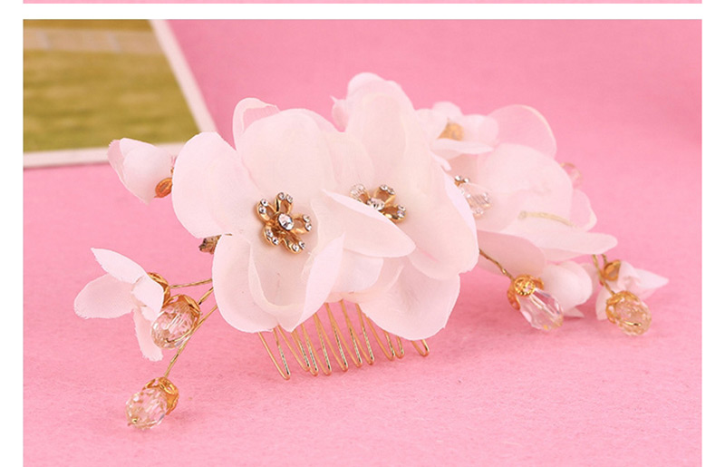 Elegant Red Flowers Decorated Pure Color Hair Comb,Hairpins