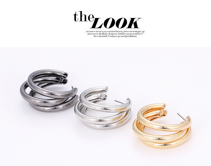 Elegant Gold Color Circular Ring Design Pure Color Earrings,Stud Earrings