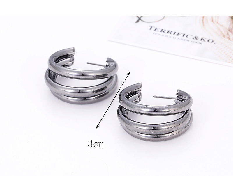 Elegant Gun Black Circular Ring Design Pure Color Earrings,Stud Earrings