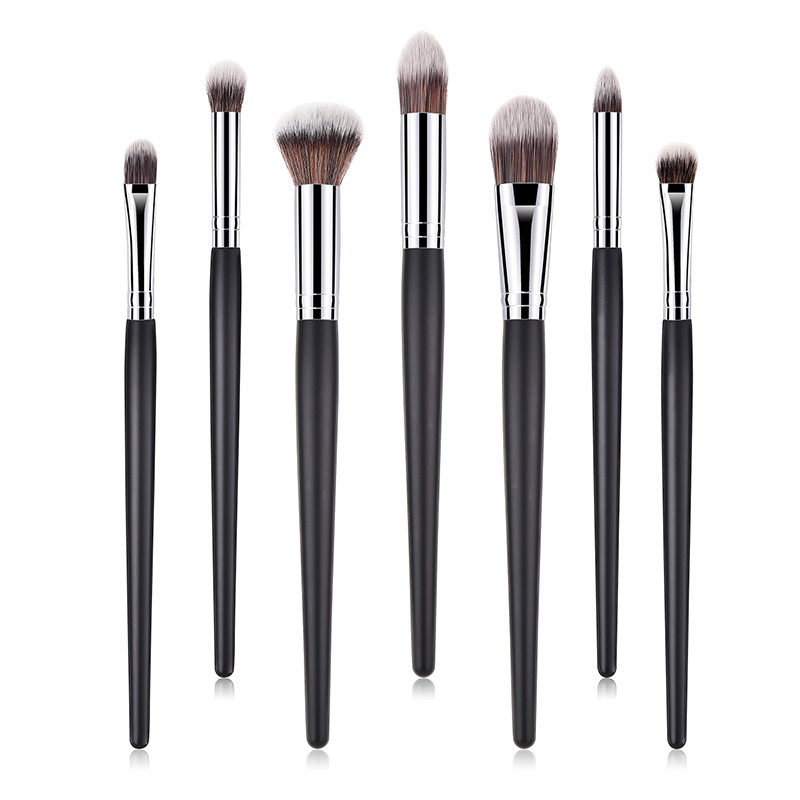 Fashion Black+gray Flame Shape Design Cosmetic Brush(7pcs),Beauty tools
