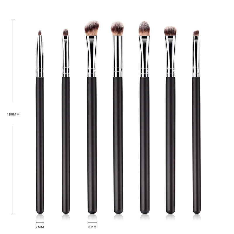 Fashion Black+coffee Flame Shape Design Eyes Brush(7pcs),Beauty tools