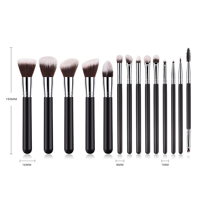 Fashion Black+brown Color Mathcing Design Cosmetic Brush(14pcs),Beauty tools