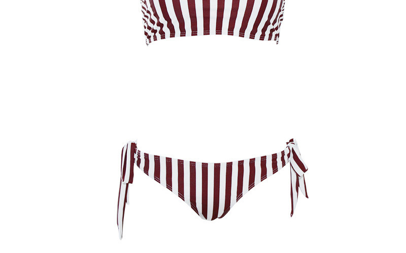 Sexy Red Stripe Pattern Design One-shoulder Swimsuit,Bikini Sets