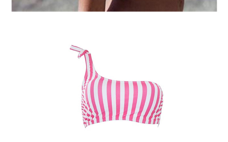 Sexy Pink Stripe Pattern Design One-shoulder Swimsuit,Bikini Sets