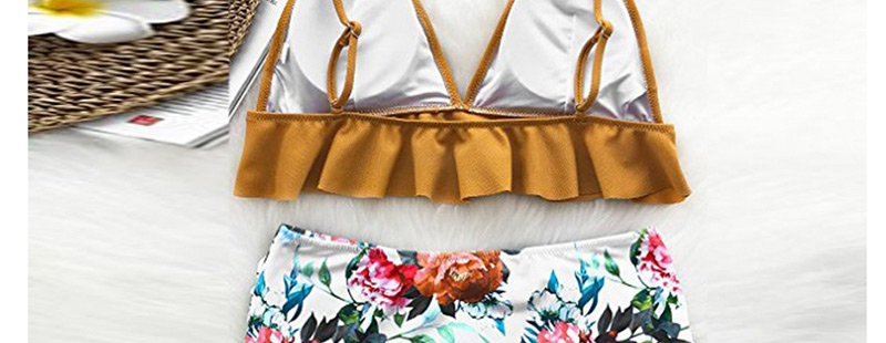 Sexy Multi-color Flowers Pattern Decorated Split Swimsuit,Bikini Sets