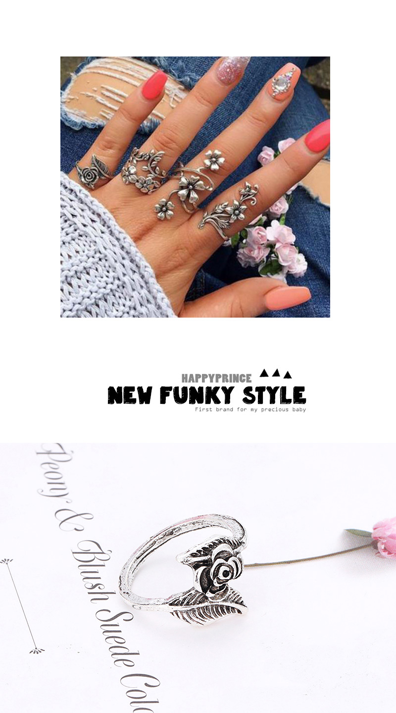 Fashion Silver Color Flower Shape Decorated Rings(4pcs),Fashion Rings