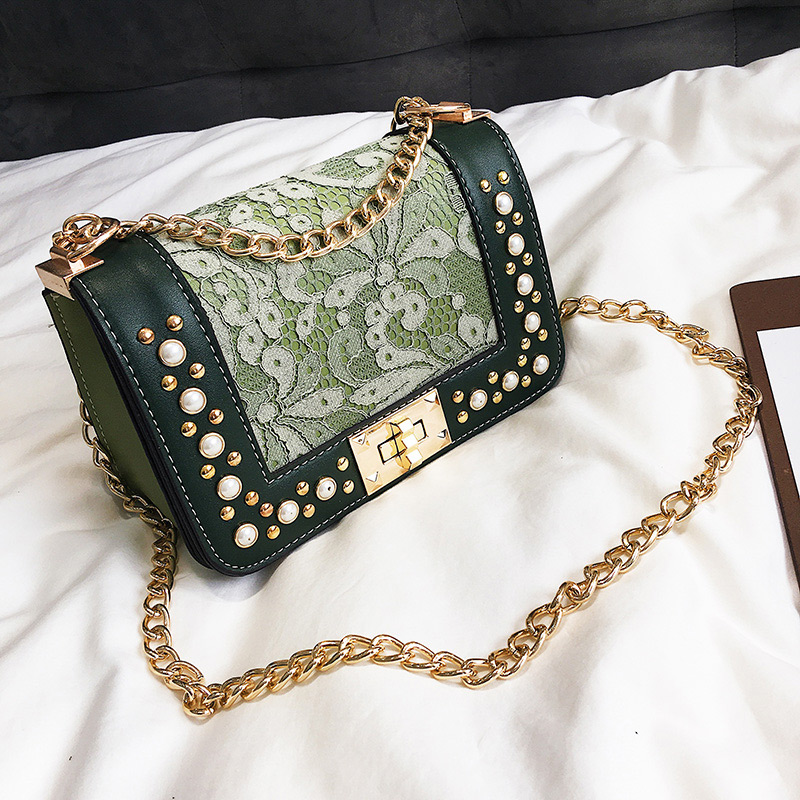Fashion Green Rivet Decorated Bag,Shoulder bags