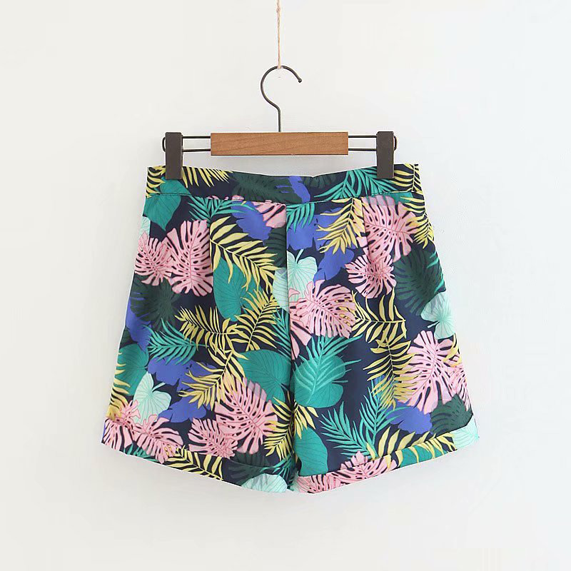 Fashion Green Leaf Pattern Decorated Pants,Shorts