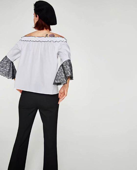 Fashion White Off-the-shoulder Design Blouse,Sunscreen Shirts