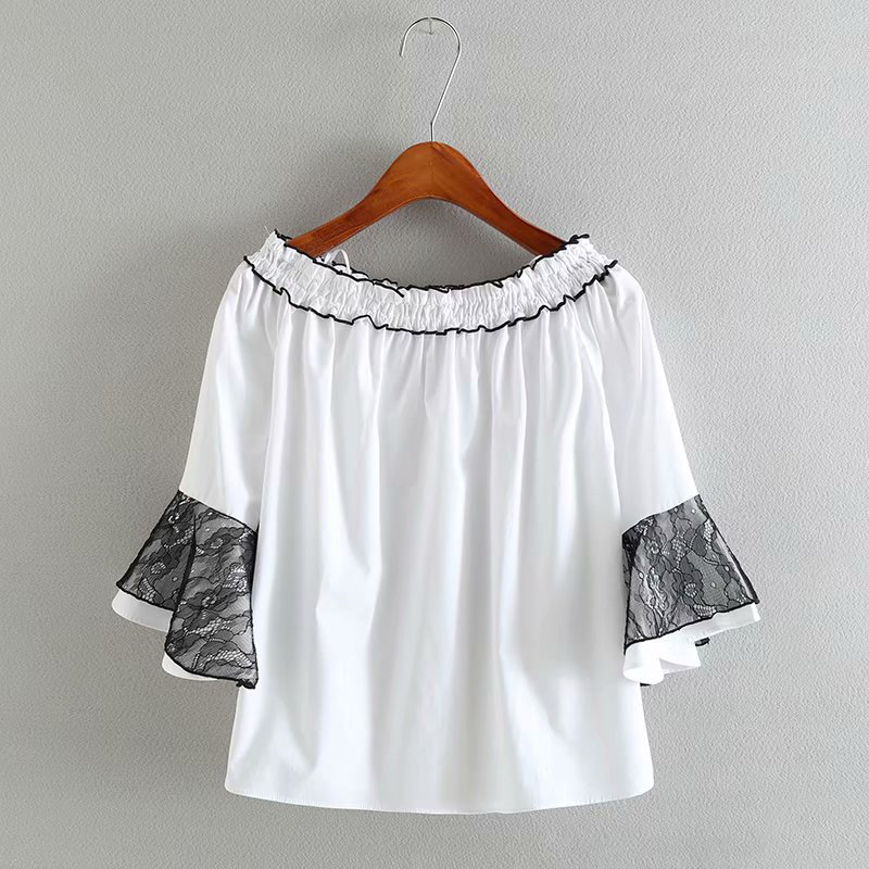 Fashion White Off-the-shoulder Design Blouse,Sunscreen Shirts