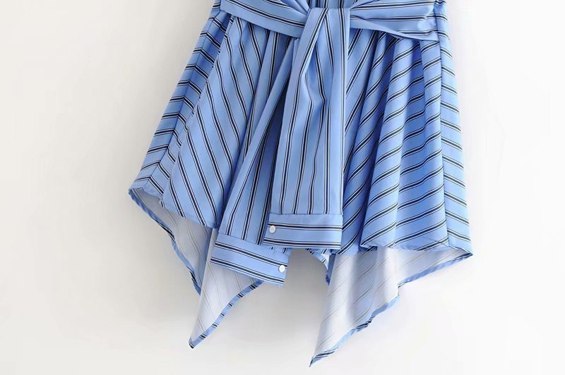 Fashion Blue Stripe Pattern Decorated Dress,Skirts