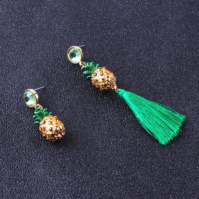 Fashion Green Pineapple Shape Decorated Tassel Earrings,Drop Earrings