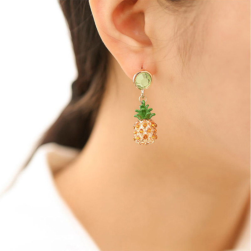 Fashion Green Pineapple Shape Decorated Tassel Earrings,Drop Earrings