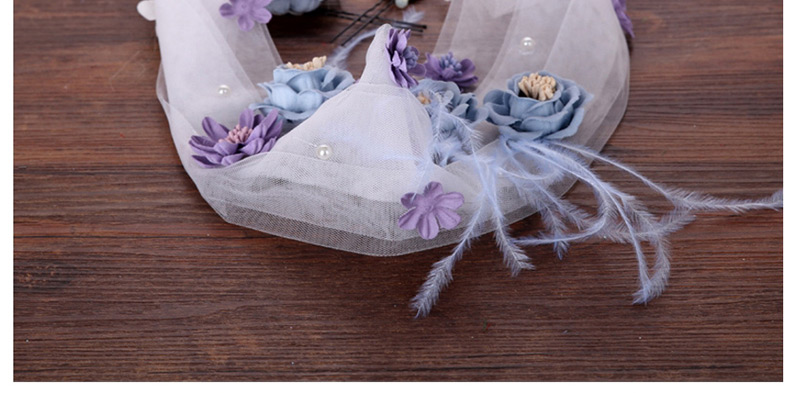 Fashion Blue+purple Flower Shape Decorated Hair Accessories Set,Hair Ribbons