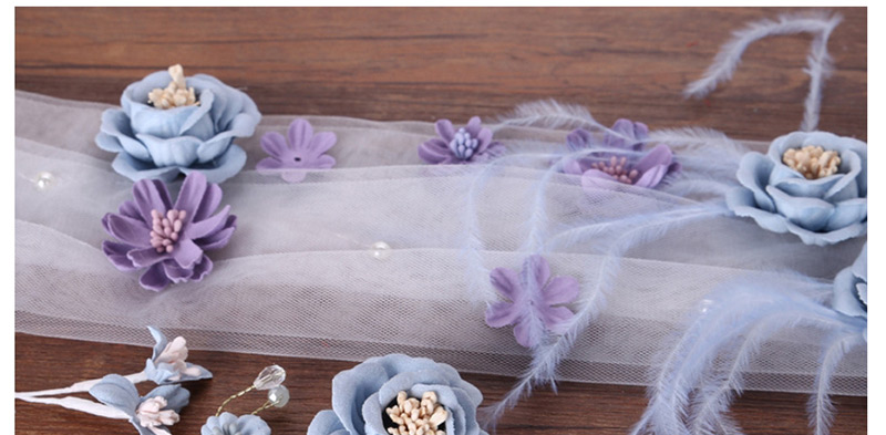 Fashion Blue+purple Flower Shape Decorated Hair Accessories Set,Hair Ribbons