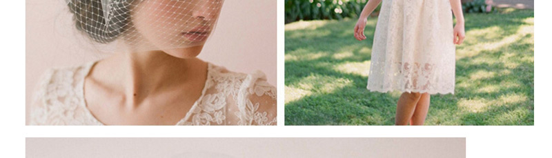 Fashion White Grid Pattern Decorated Veil,Hair Ribbons