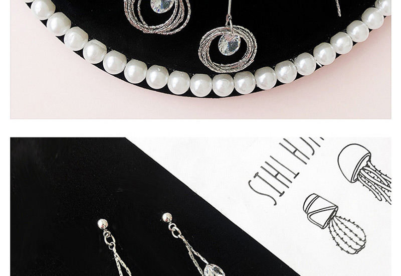 Fashion Silver Color Full Diamond Decorated Tassel Earrings,Drop Earrings