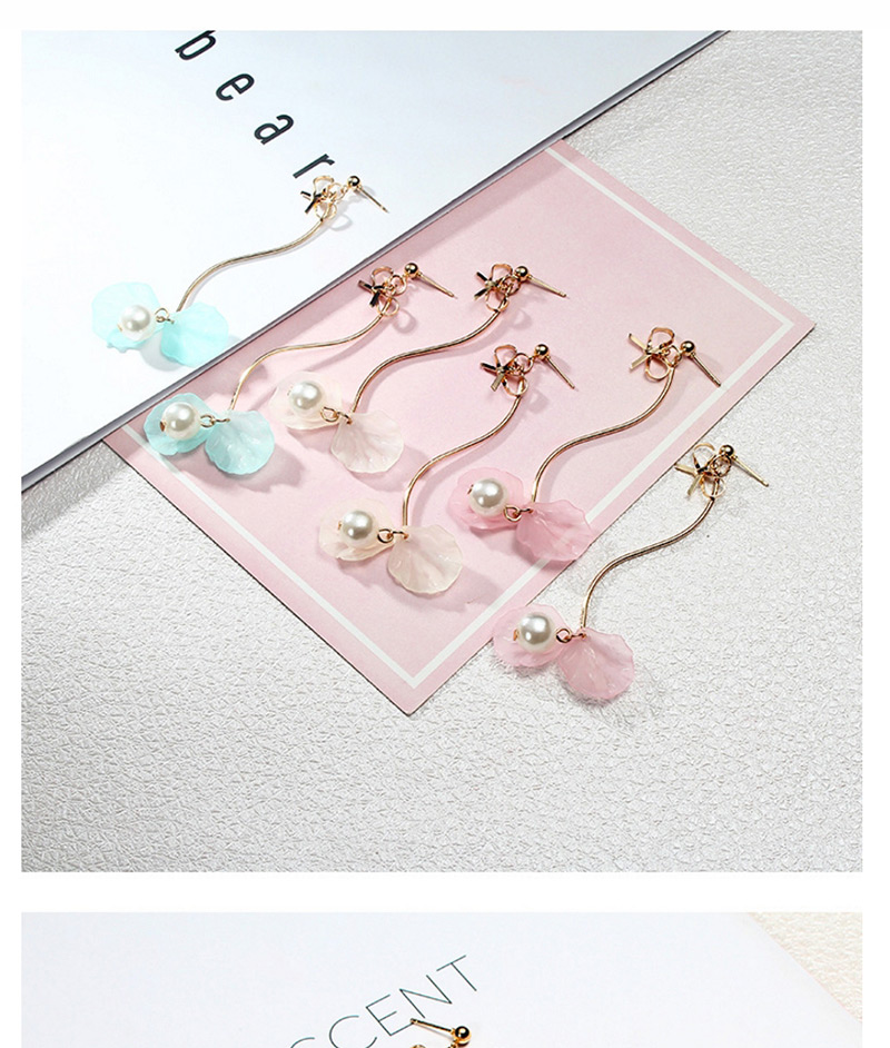 Fashion Light Pink Petal Decorated Tassel Earrings,Drop Earrings