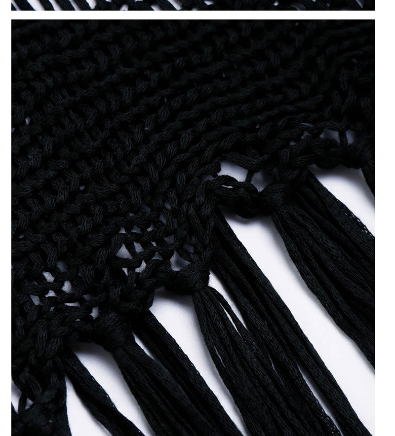 Fashion Black Tassel Decorated Pure Color Dress,Long Dress