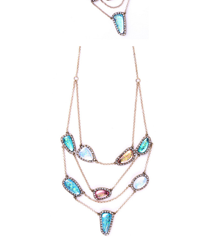 Fashion Multi-color Diamond Decorated Necklace,Multi Strand Necklaces
