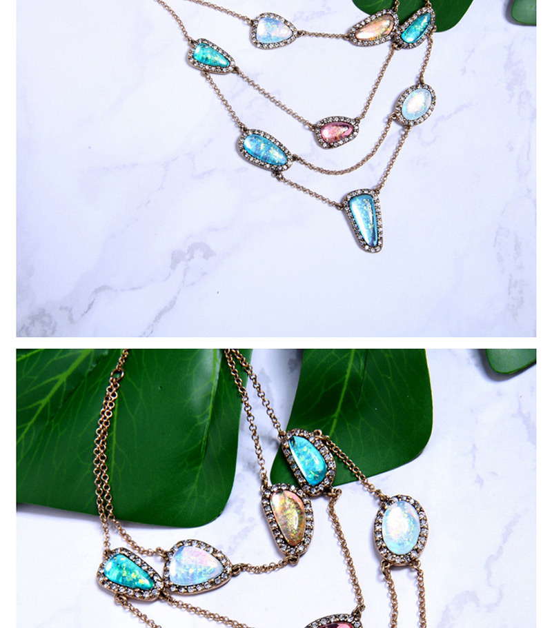 Fashion Multi-color Diamond Decorated Necklace,Multi Strand Necklaces