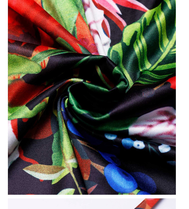 Sexy Green Off-the-shoulder Design Flower Pattern Swimwear(3pcs),Sunscreen Shirts