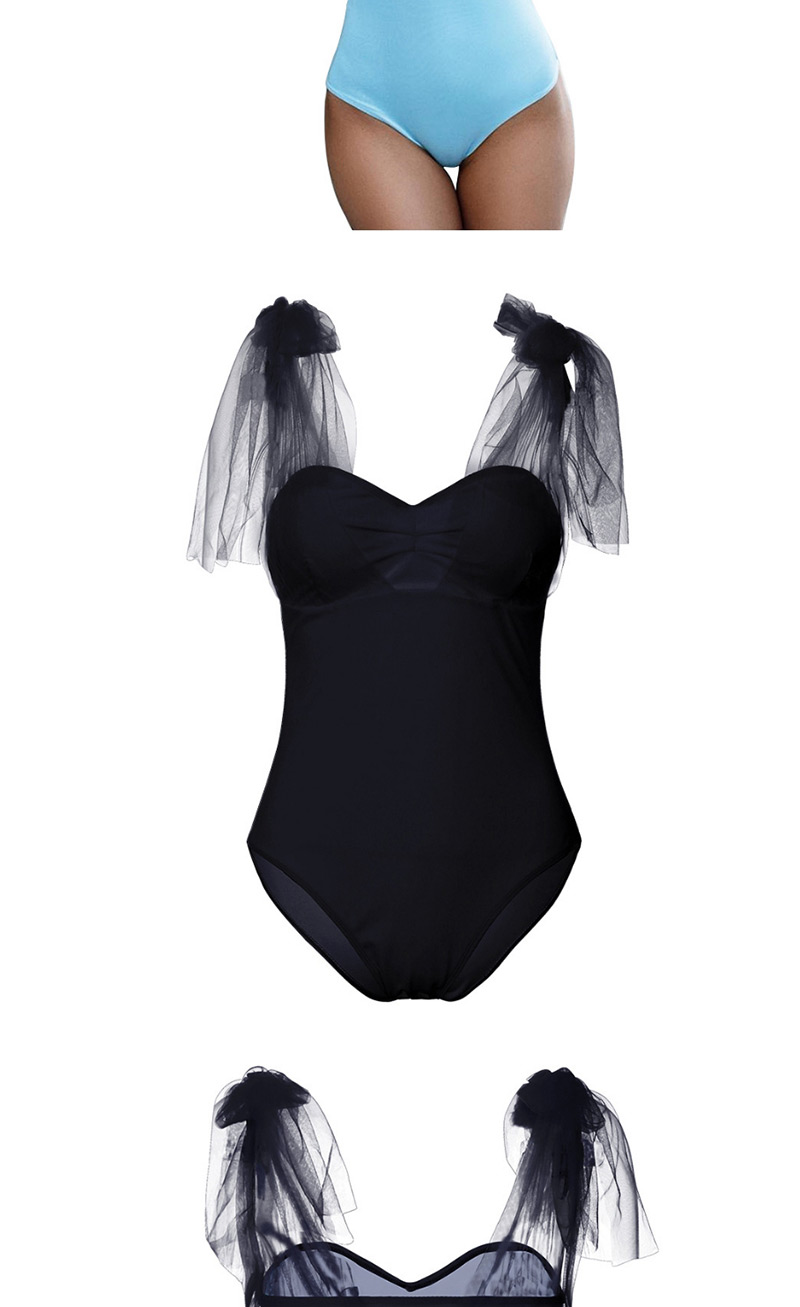 Sexy Black Pure Color Decorated One-piece Swimwear,One Pieces