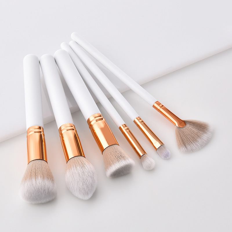 Fashion White Round Shape Decorated Makeup Brush(6 Pcs),Beauty tools