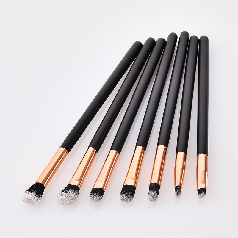 Fashion Black Flat Shape Decorated Makeup Brush(7 Pcs),Beauty tools