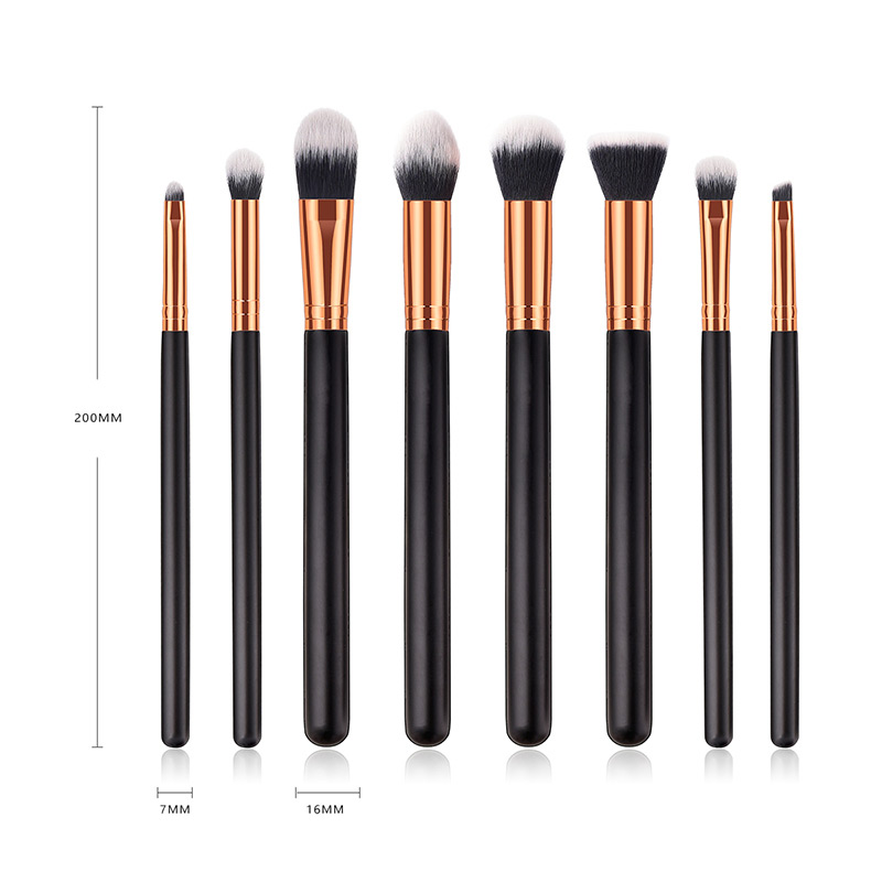 Fashion Black Round Shape Decorated Makeup Brush(8 Pcs),Beauty tools