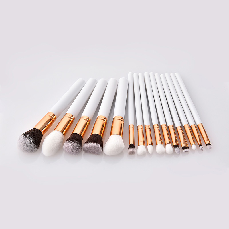 Fashion White Round Shape Decorated Makeup Brush(15 Pcs),Beauty tools