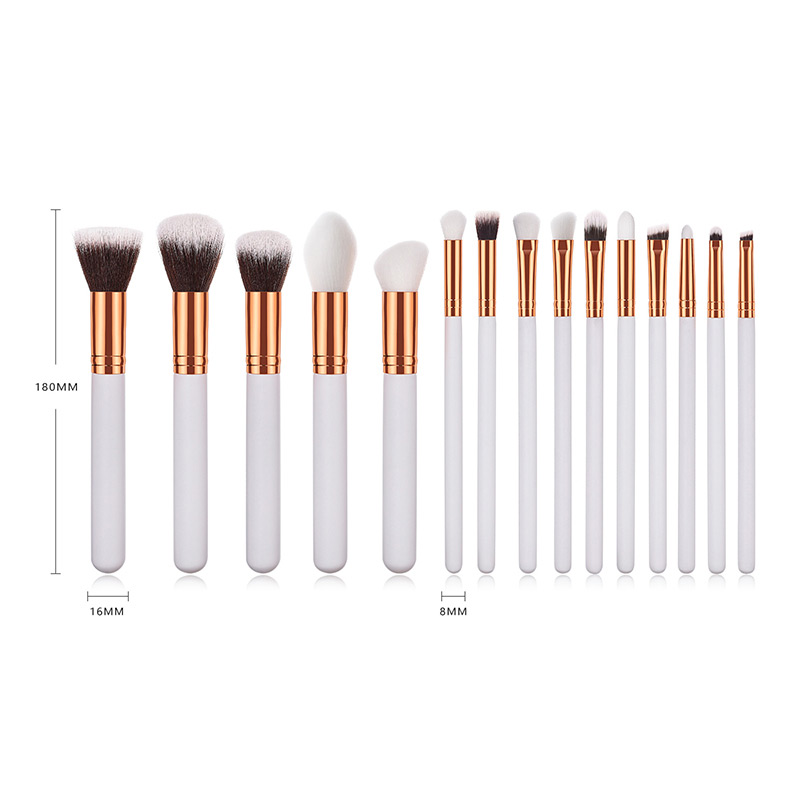 Fashion White Round Shape Decorated Makeup Brush(15 Pcs),Beauty tools