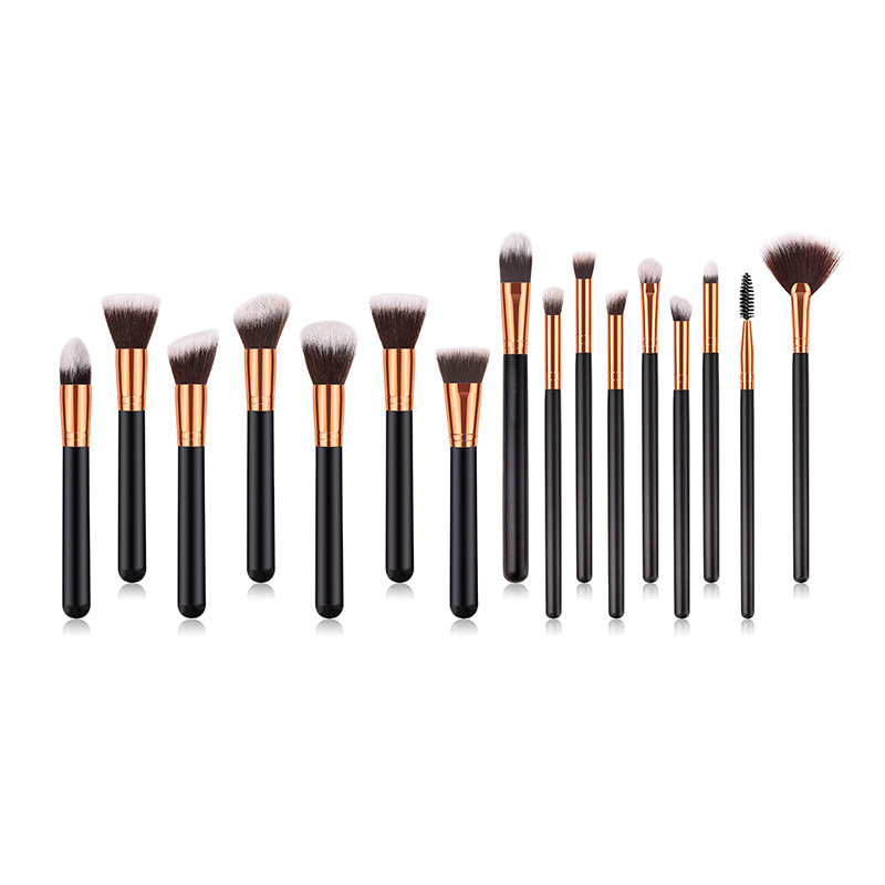Fashion Black Round Shape Decorated Makeup Brush(16 Pcs),Beauty tools