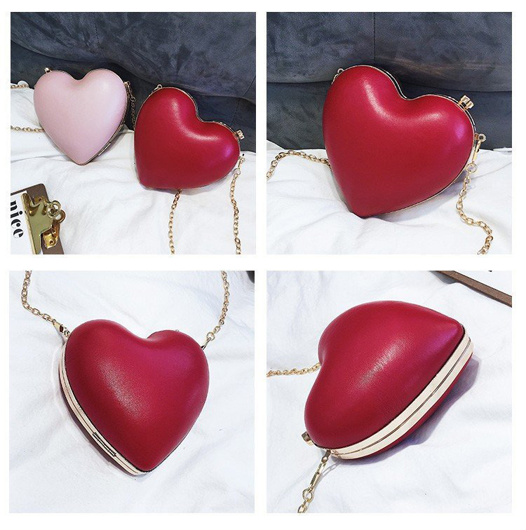 Fashion Pink Heart Shape Decorated Bag,Wallet