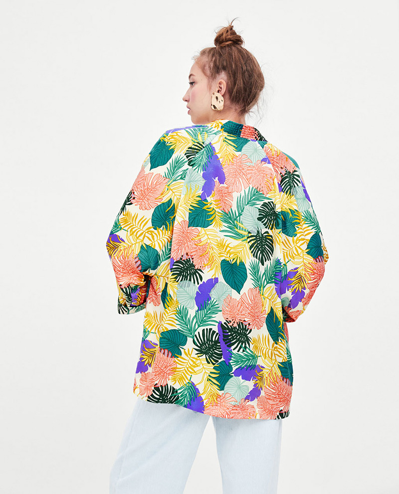 Fashion Multi-color Leaf Pattern Decorated Coat,Sunscreen Shirts